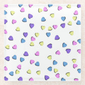 Pastel gekleurde Snoepjes harten Glazen Onderzetter (Voorkant)