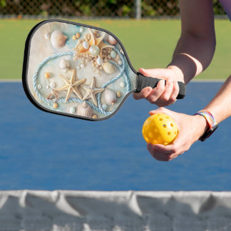 PASTEL GEKLEURDE TROPISCHE SIERLIJKE ZEESCHELPEN PICKLEBALL PADDLE