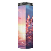 Pastel gekleurde vlinders thermische tumbler thermosbeker (Achterkant)