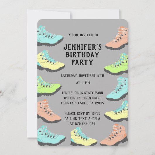 Pastel Gekleurde Wandelstiefels Aangepast Kaart (Voorkant)