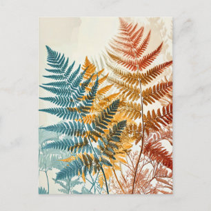 Pastel-gekleurde Waterverf illustratie bladeren Briefkaart