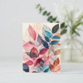 Pastel-gekleurde Waterverf illustratie bladeren Briefkaart (Staand voorkant)