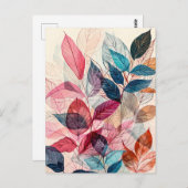 Pastel-gekleurde Waterverf illustratie bladeren Briefkaart (Voorkant / Achterkant)