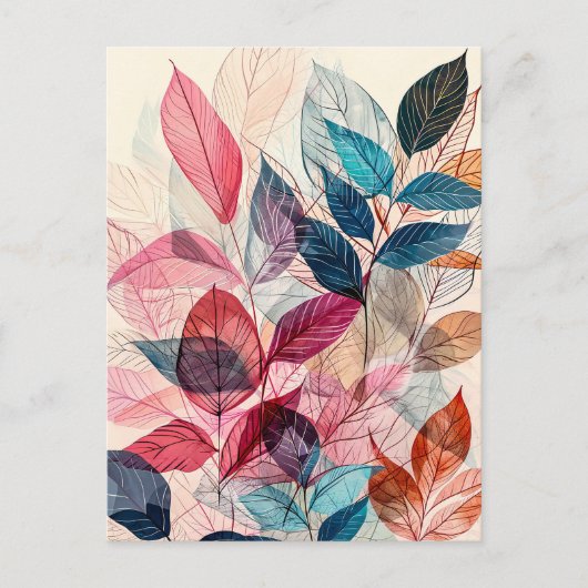 Pastel-gekleurde Waterverf illustratie bladeren Briefkaart (Voorkant)