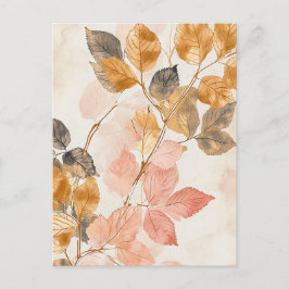 Pastel-gekleurde Waterverf illustratie bladeren Briefkaart