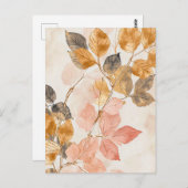 Pastel-gekleurde Waterverf illustratie bladeren Briefkaart (Voorkant / Achterkant)