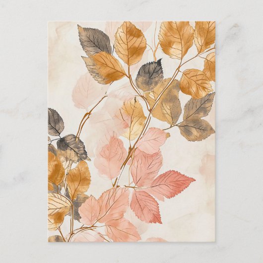 Pastel-gekleurde Waterverf illustratie bladeren Briefkaart (Voorkant)