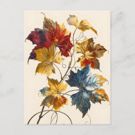 Pastel-gekleurde Waterverf illustratie bladeren Briefkaart