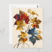 Pastel-gekleurde Waterverf illustratie bladeren Briefkaart (Voorkant / Achterkant)