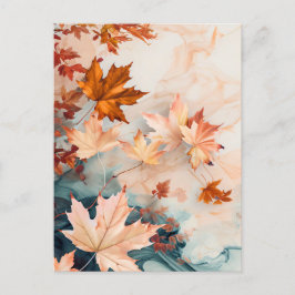 Pastel-gekleurde Waterverf Illustratie van bladere Briefkaart