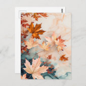 Pastel-gekleurde Waterverf Illustratie van bladere Briefkaart (Voorkant / Achterkant)