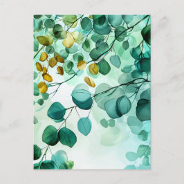 Pastel-gekleurde Waterverf Illustratie van bladere Briefkaart