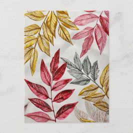 Pastel-gekleurde Waterverf Illustratie van bladere Briefkaart