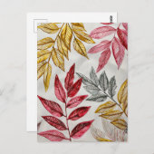 Pastel-gekleurde Waterverf Illustratie van bladere Briefkaart (Voorkant / Achterkant)
