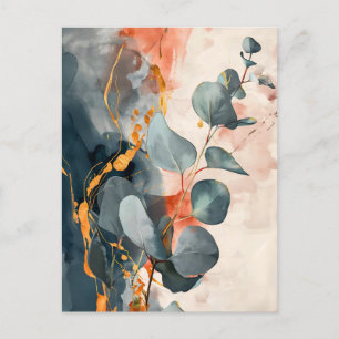 Pastel-gekleurde Waterverf Illustratie van bladere Briefkaart