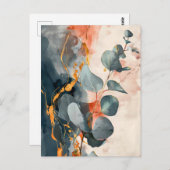 Pastel-gekleurde Waterverf Illustratie van bladere Briefkaart (Voorkant / Achterkant)