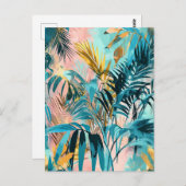 Pastel-gekleurde Waterverf Illustratie van bladere Briefkaart (Voorkant / Achterkant)