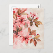 Pastel-gekleurde Waterverf Illustratie van bladere Briefkaart (Voorkant / Achterkant)