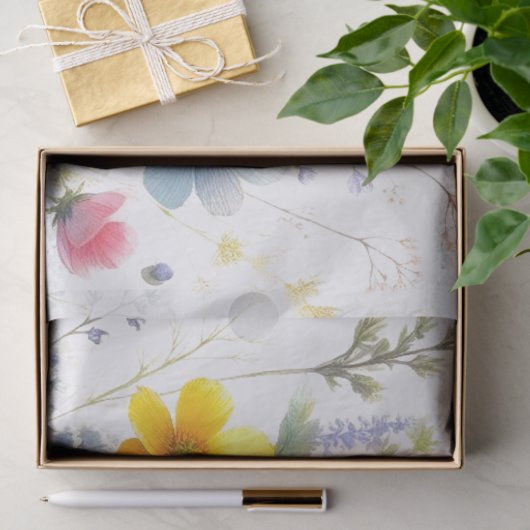 Pastel gekleurde Wildflowers Decoupage Tissuepapier (Geschenk)