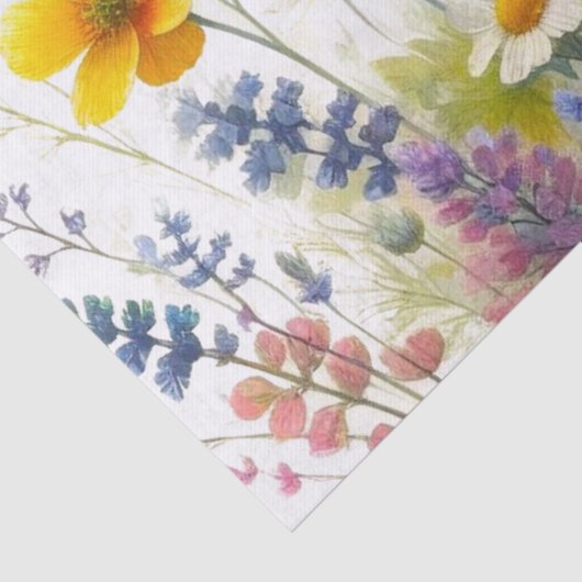 Pastel gekleurde Wildflowers Decoupage Tissuepapier (Detail)