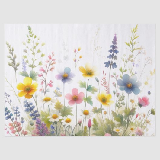 Pastel gekleurde Wildflowers Decoupage Tissuepapier (Voorkant)
