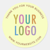 Pastel Gele Bedankt Stickers Zakelijk Logo (Voorkant)