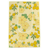 Pastel Gele Bloemmotief Medium Cadeauzakje (Achterkant)