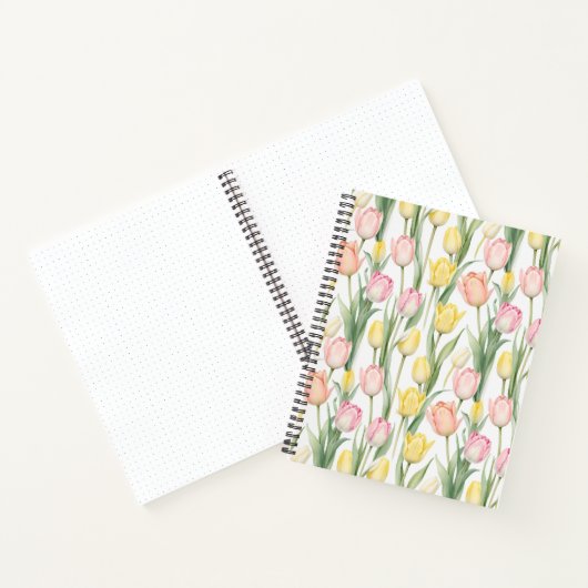 Pastel gele en roze tulpen notitieboek (Binnen)