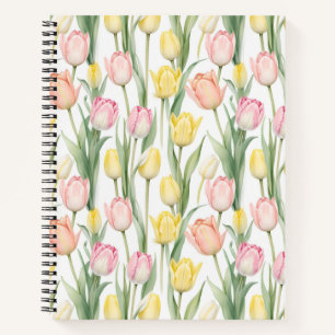 Pastel gele en roze tulpen notitieboek