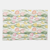 Pastel gele en roze tulpen theedoek (Horizontaal)