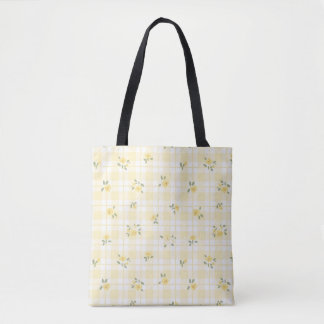 Pastel Gele Gingham en Bloem Tas