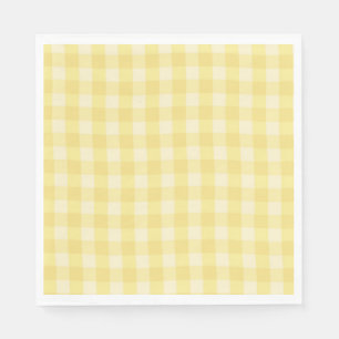 Pastel Gele Gingham Print Streep Servet