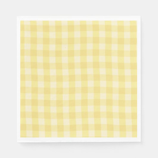 Pastel Gele Gingham Print Streep Servet (Voorkant)