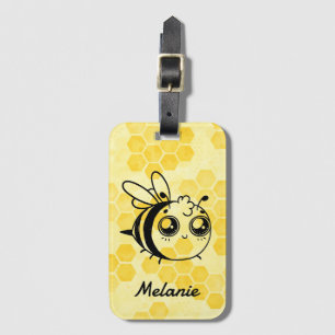 Pastel Gele Honingraat Cute Bij Gepersonaliseerd Bagagelabel