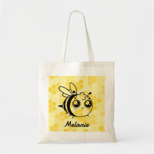 Pastel Gele Honingraat Mopige Bij Gepersonaliseerd Tote Bag