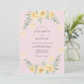 Pastel Gele Krans Bloem Bruiloft Kaart (Staand voorkant)