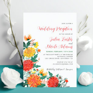 Pastel Gele Lente Dahlia Trouwreceptie Kaart