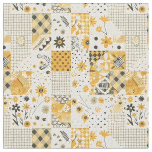 Pastel Gele Patchwork Vintage Dekbed Stof
