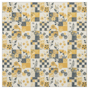 Pastel Gele Patchwork Vintage Dekbed Stof