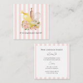 Pastel gele roze bakkerij vierkante visitekaartje (Voorkant / Achterkant)