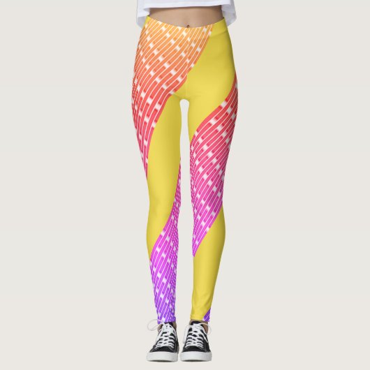Pastel Gele Roze Leggings Lang (Voorkant)