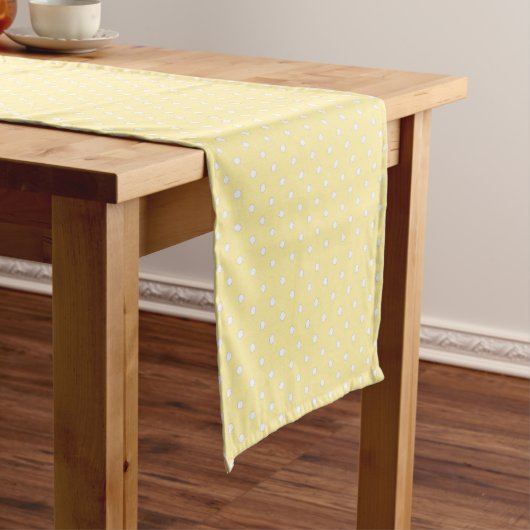 Pastel Gele Stippenpatroon Korte Tafelloper (Voorbeeld)