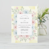 Pastel Gele Trouwbloemblaadje Kaart (Staand voorkant)