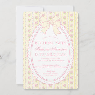 Pastel Gele Vintage Fantasie Bloemrijke Verjaardag Kaart