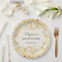 Pastel Gele Waterverf Bloemen Bruiloft Feest Pap
