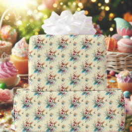 Pastel Gele Waterverf Bloemenkruis Pasen Cadeaupapier