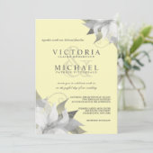 Pastel Gellow Grijs Floral Wedding Invitatie Kaart (Staand voorkant)