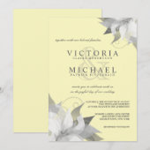 Pastel Gellow Grijs Floral Wedding Invitatie Kaart (Voorkant / Achterkant)