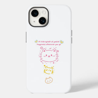 Pastel Geluk Moppige Katten Doodle Esthetische Tel Case-Mate iPhone 14 Hoesje