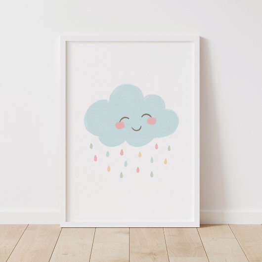 Pastel Gelukkig Wolken Kinderkamer Decoratie Poste